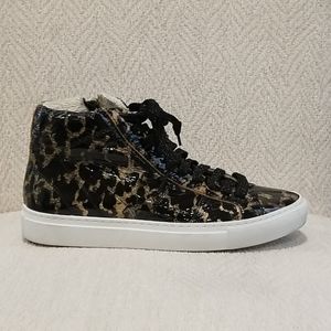 P448 leopard high top sneakers